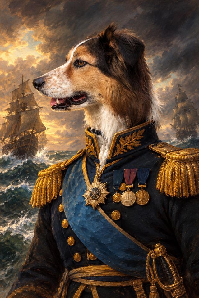 Military pet portrait example: The Admiral