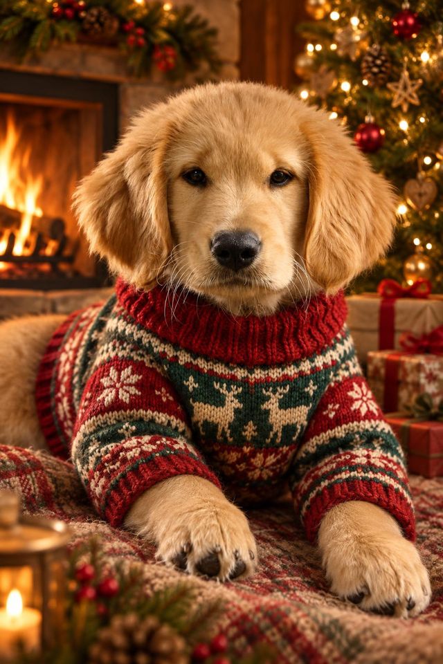 Christmas sweater pet portrait example: Ugly Sweater Season