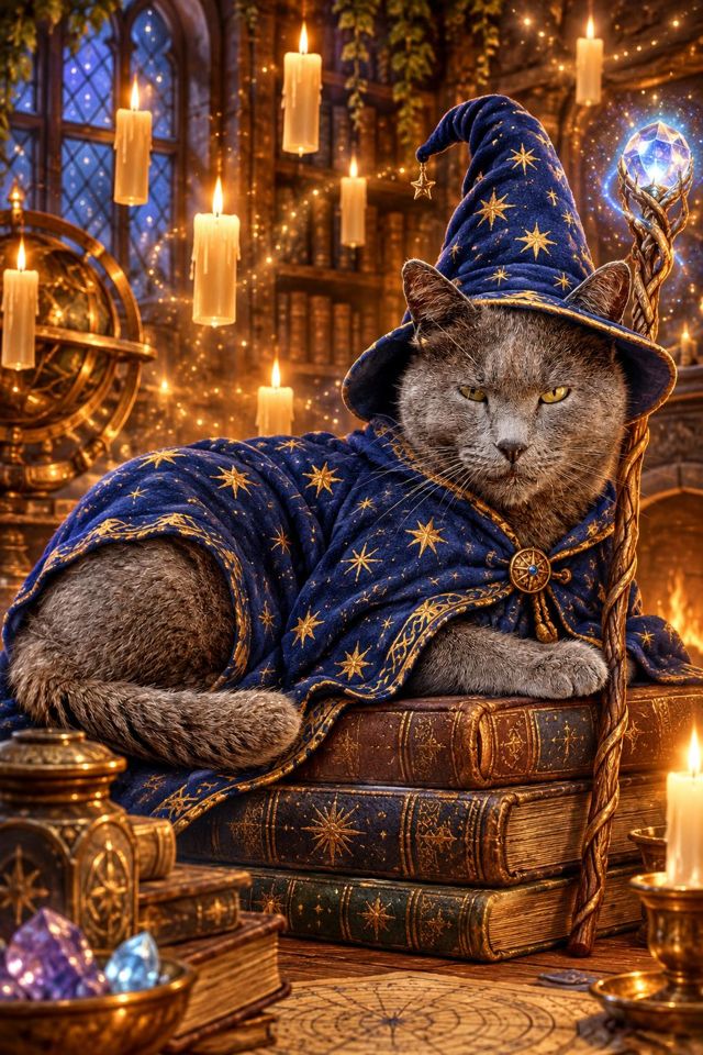 Wizard pet portrait example: The Wise Wizard